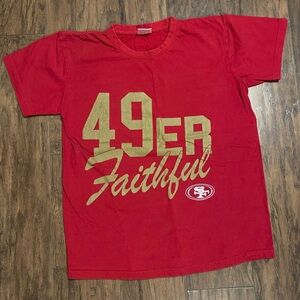 San Francisco 49ers faithful NFL red & gold football shirt sleeve T shirt